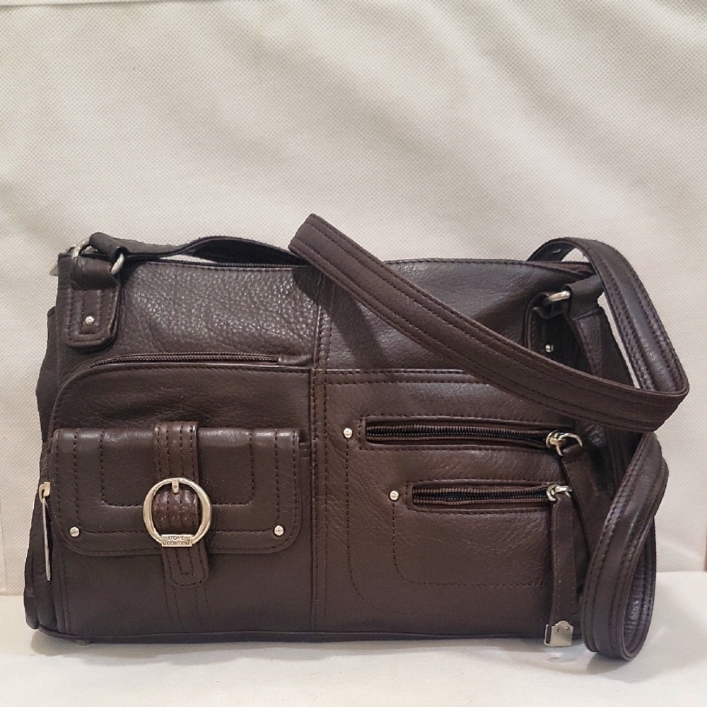 STONE MOUNTAIN BROWN LEATHER SHOULDER STYLE HANDBAG